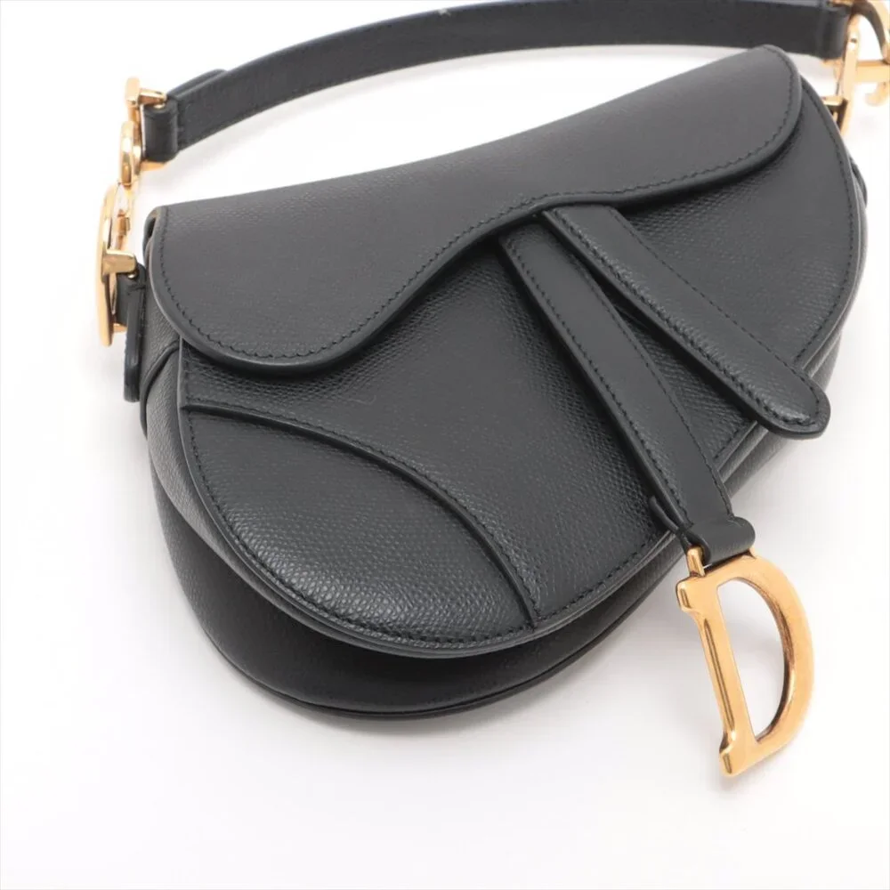 Sold Out ✅Christian Dior Saddle Bag Leather Shoulder bag Black - Picture 4 of 13